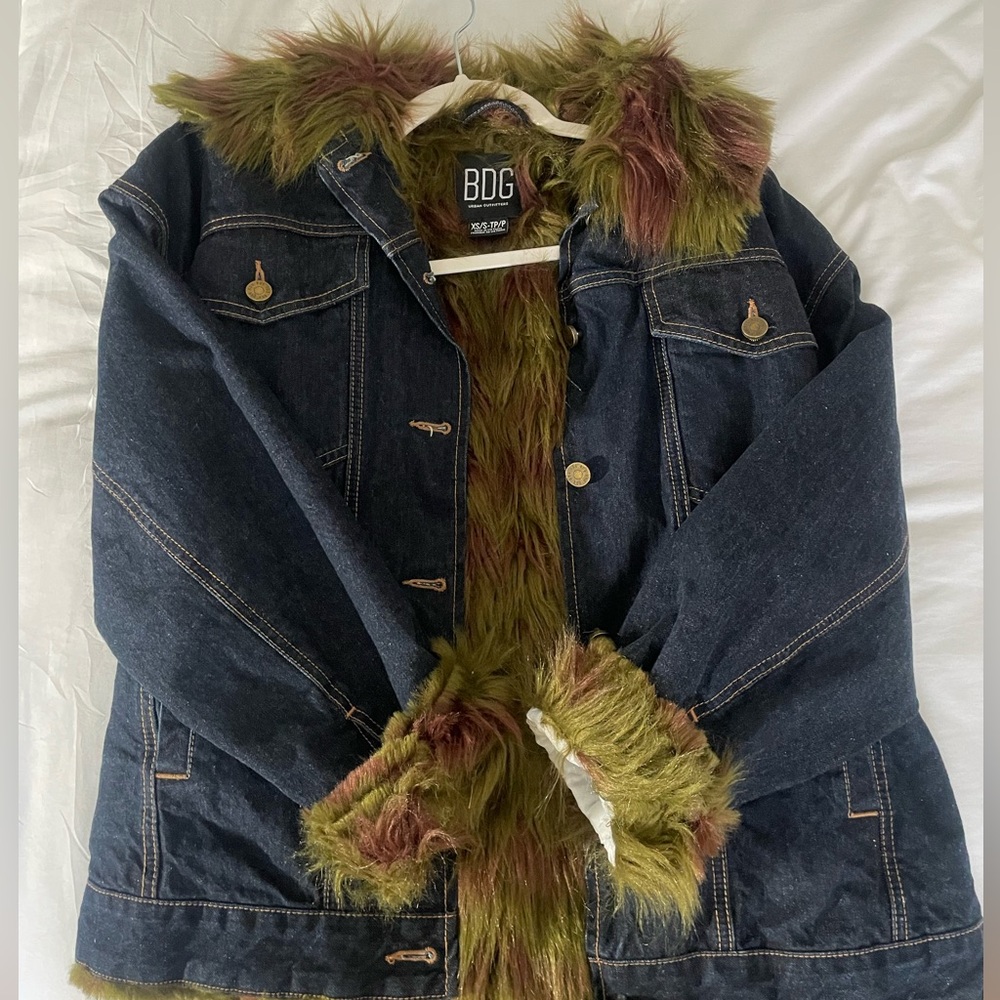 Jean oversized jacket with fur